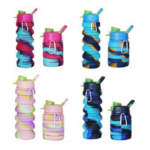500ml collapsible silicone water bottle camouflage stretchable outdoor sports travel portable water cup