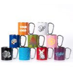 double wall insulated coffee mug stainless steel outdoor water cup with mountaineering buckle custom logo